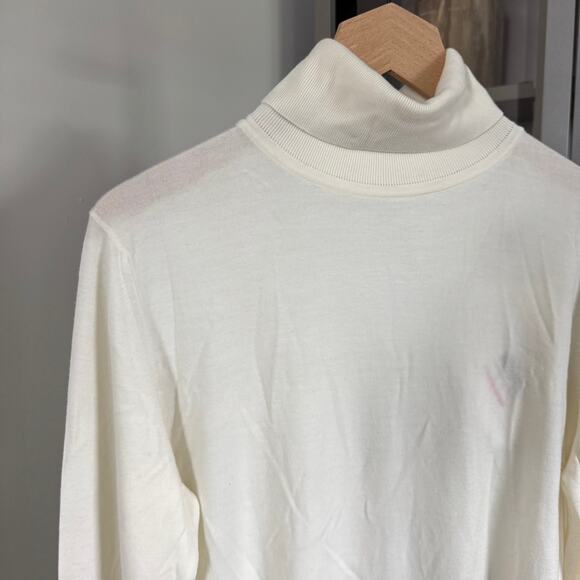 The Row Seiler Ivory Merino Wool Cashmere Knit Turtleneck Sweater L NEW Cream - Picture 2 of 7